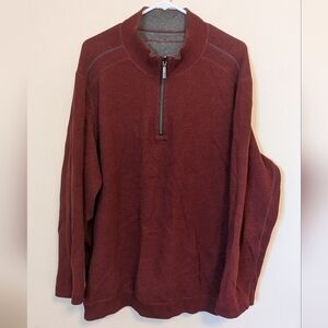 Tommy Bahama Mens Reversible Maroon Gray 1/4 Zip Pullover Sweater Jumper, 2XL
